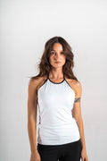Blank White Lined Halter-Neck Top