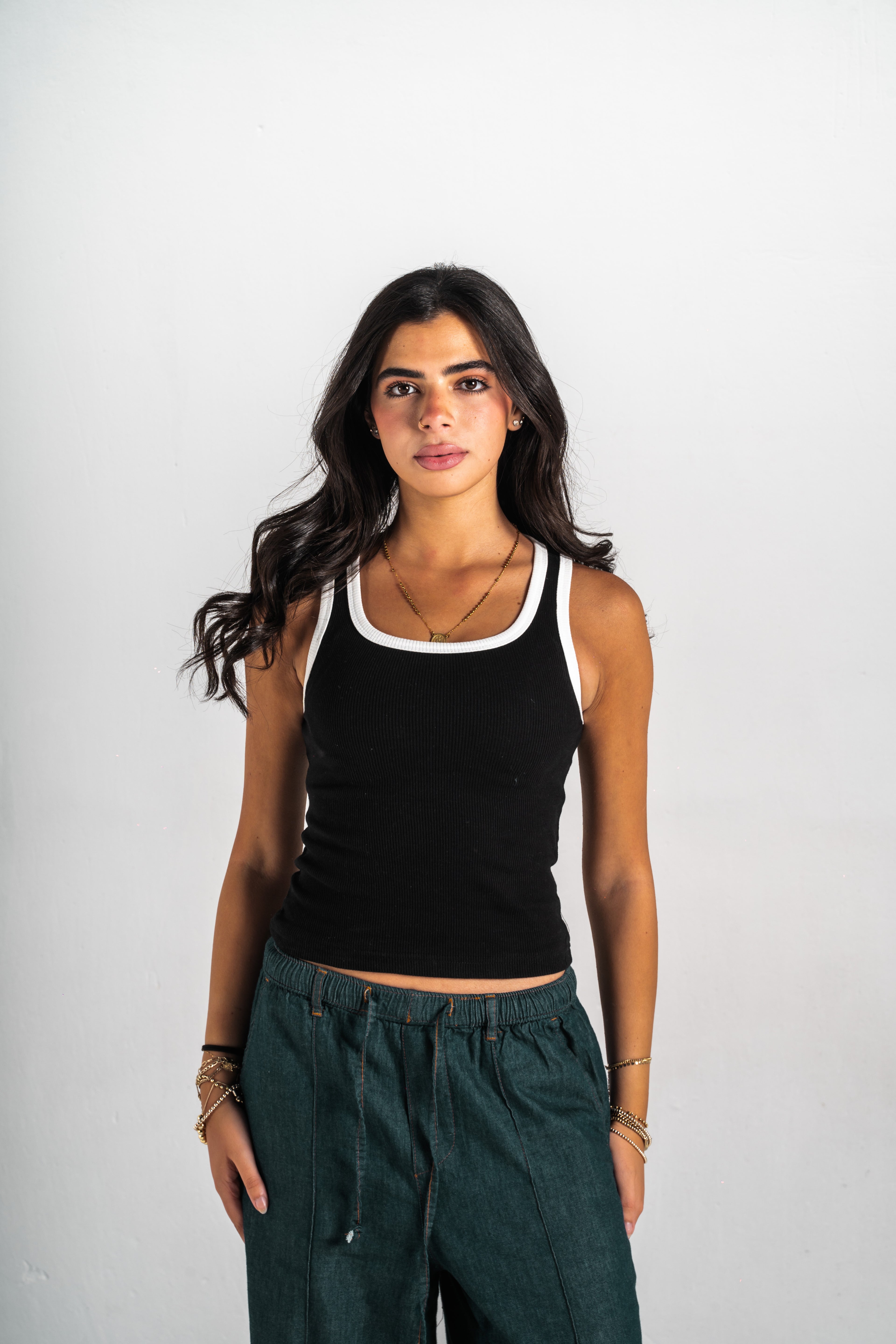 Blank Black Ribbed Tank-Top