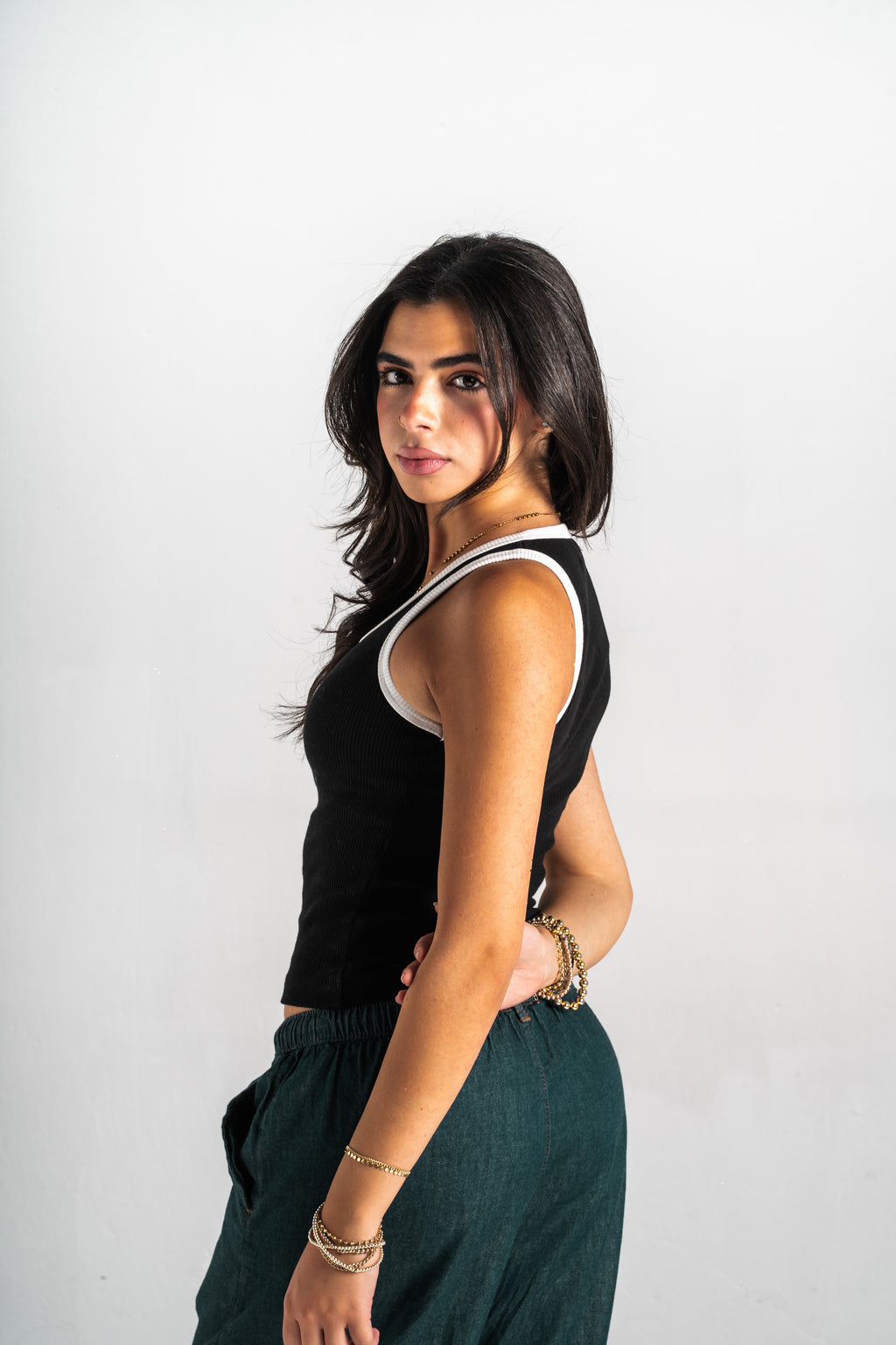 Blank Black Ribbed Tank-Top