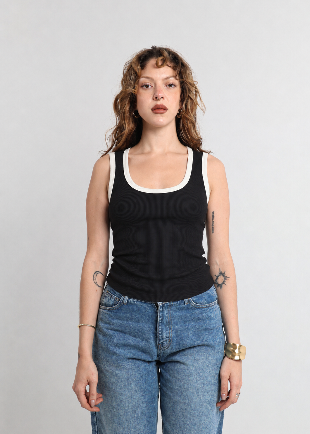 Blank Black Ribbed Tank-Top