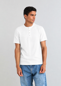 Blank White Henley Men Tee