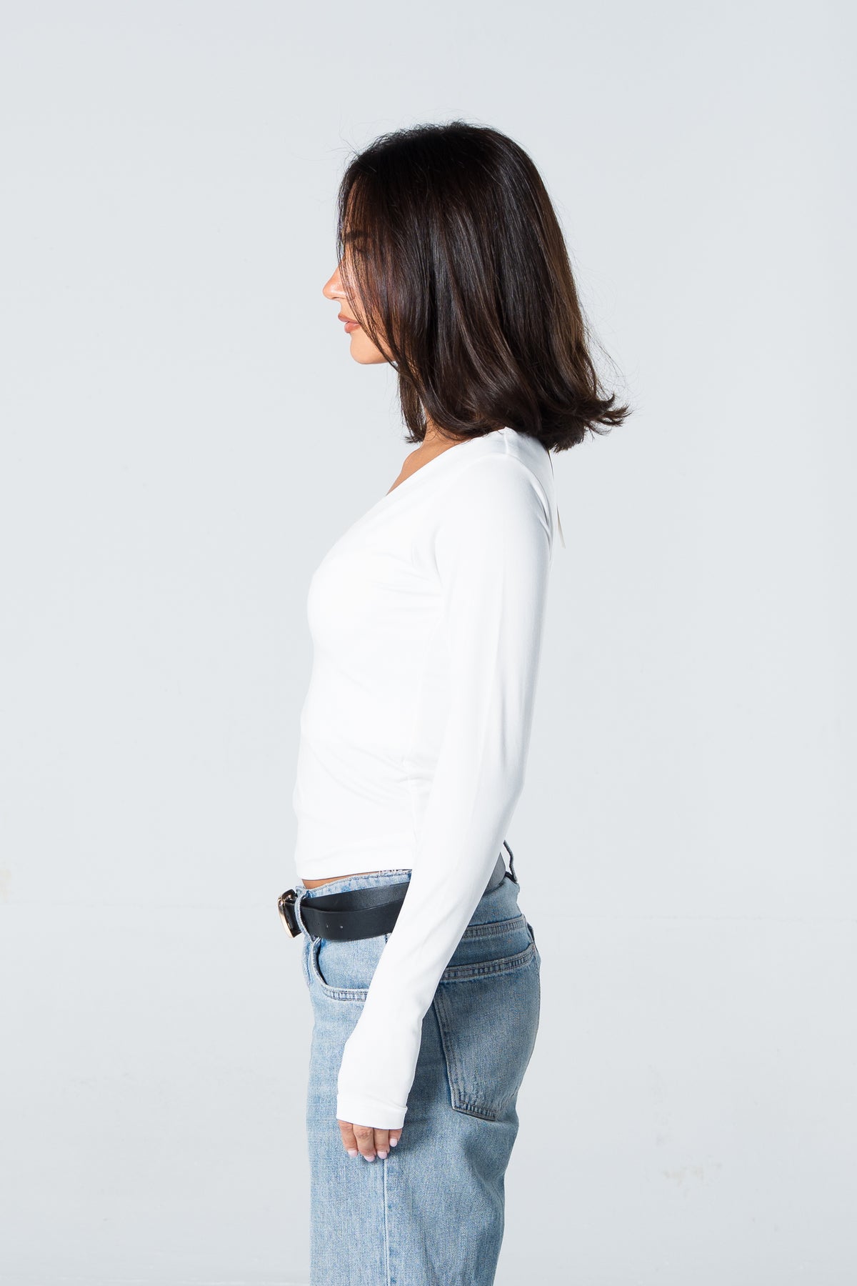 Blank V-Long Sleeve Top