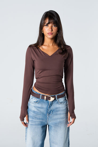 Blank V-Long Sleeve Top