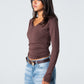 Blank V-Long Sleeve Top