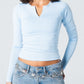 Blank Zipper Long Sleeve Top
