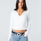 Blank Zipper Long Sleeve Top