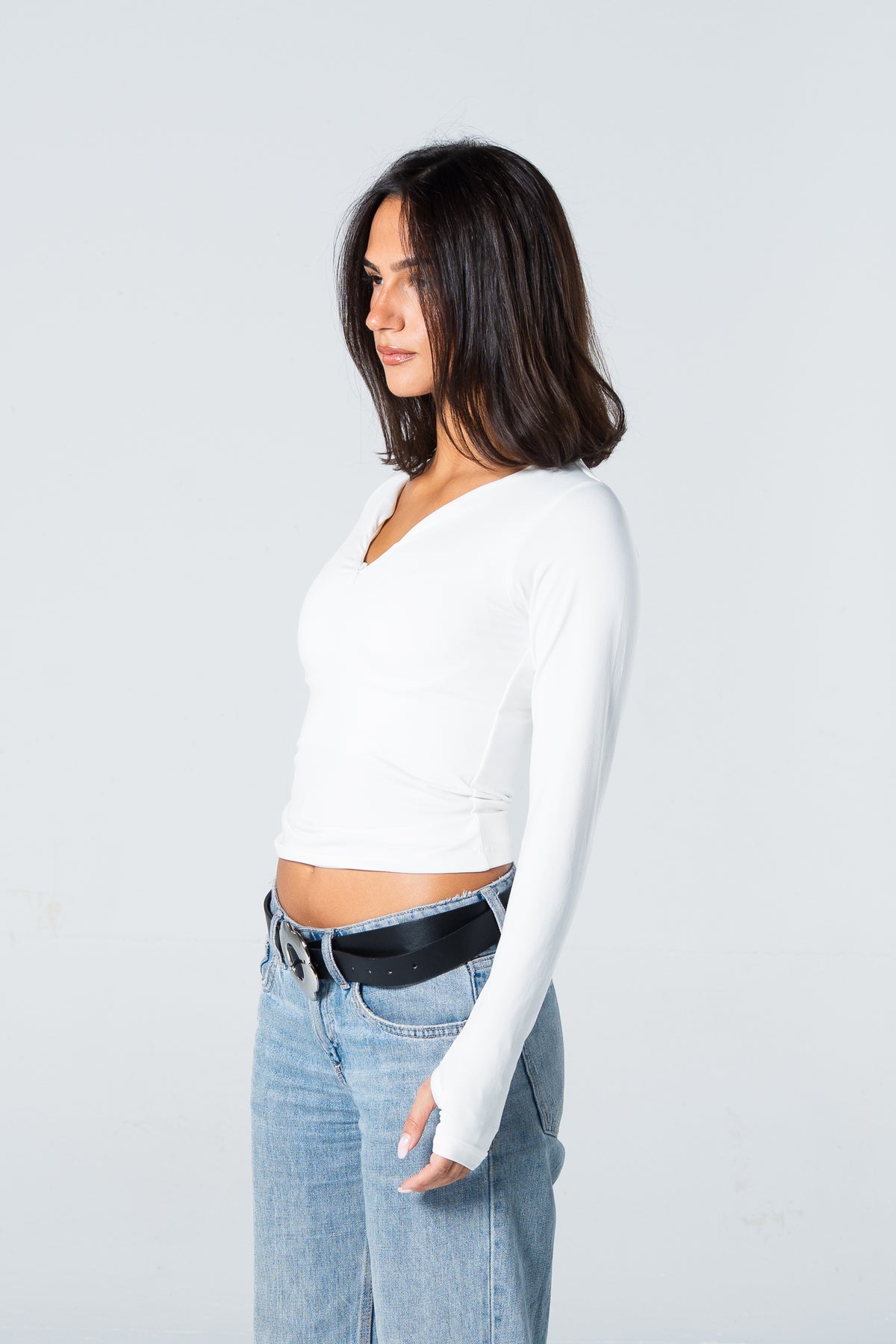 Blank Zipper Long Sleeve Top