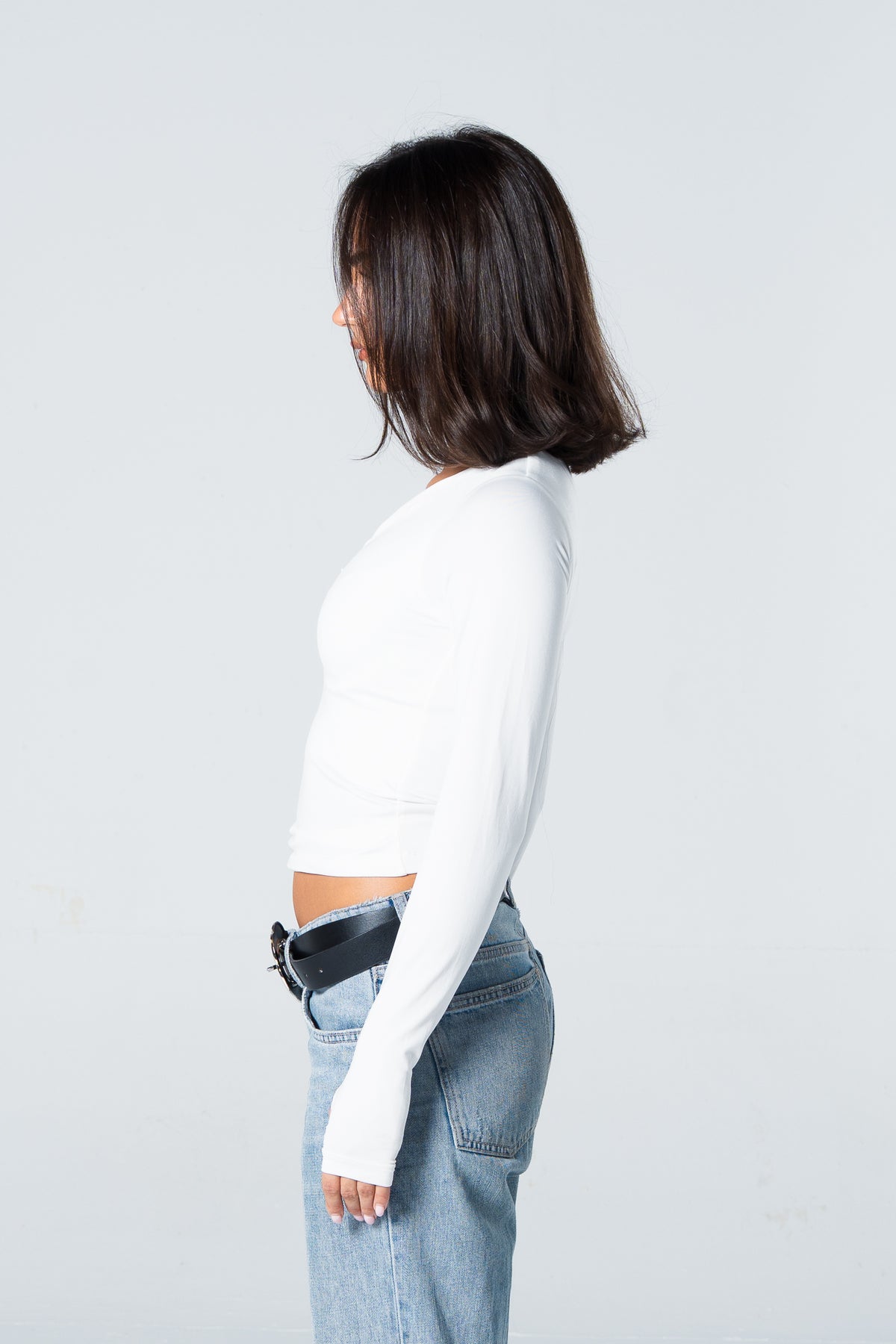 Blank Zipper Long Sleeve Top
