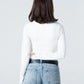 Blank Zipper Long Sleeve Top