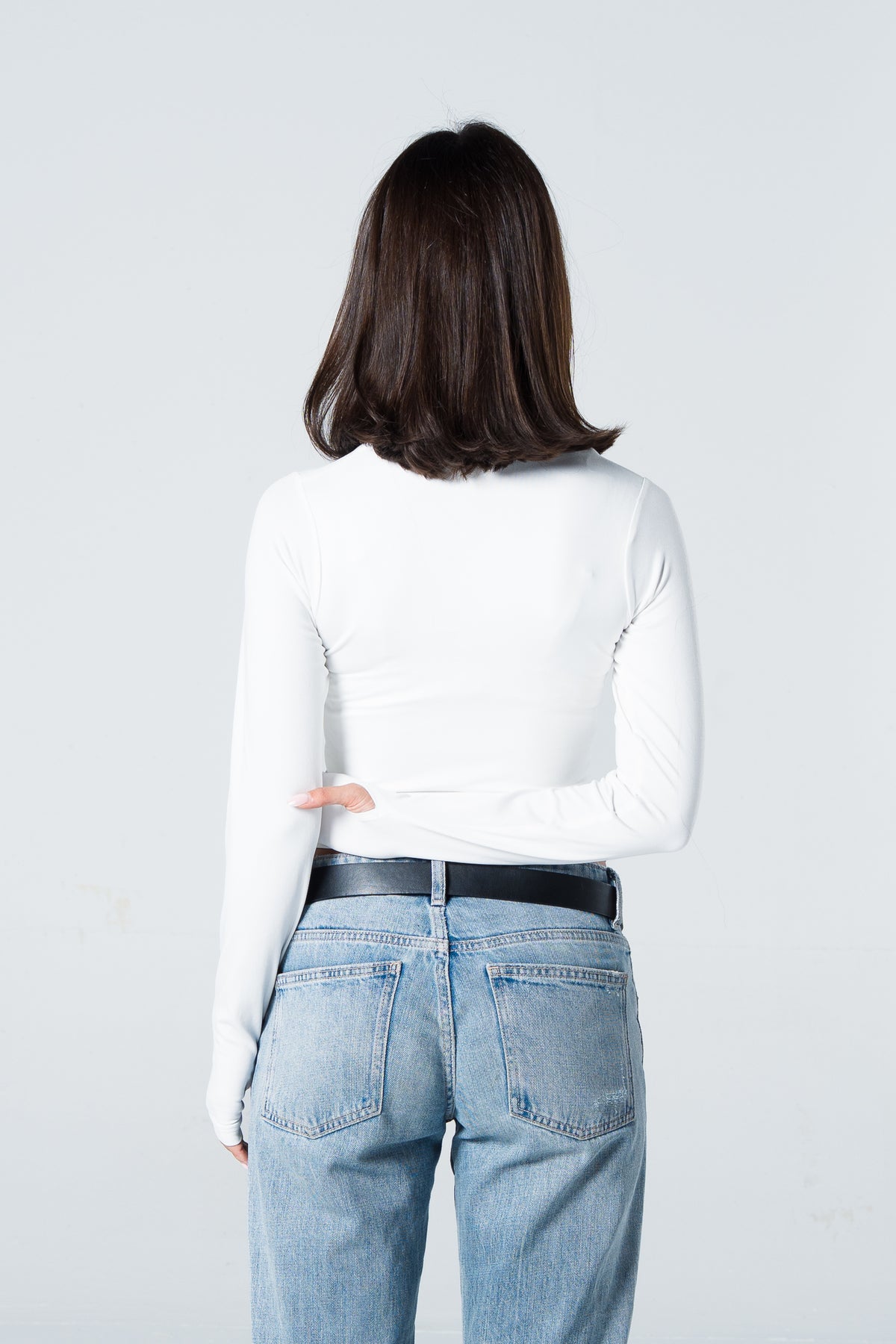 Blank Zipper Long Sleeve Top
