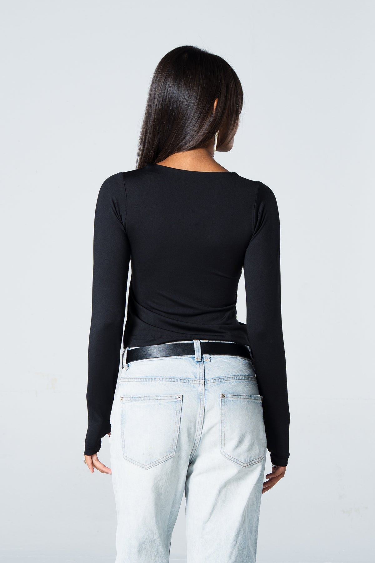 Blank Zipper Long Sleeve Top