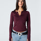 Blank Zipper Long Sleeve Top
