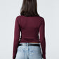Blank Zipper Long Sleeve Top