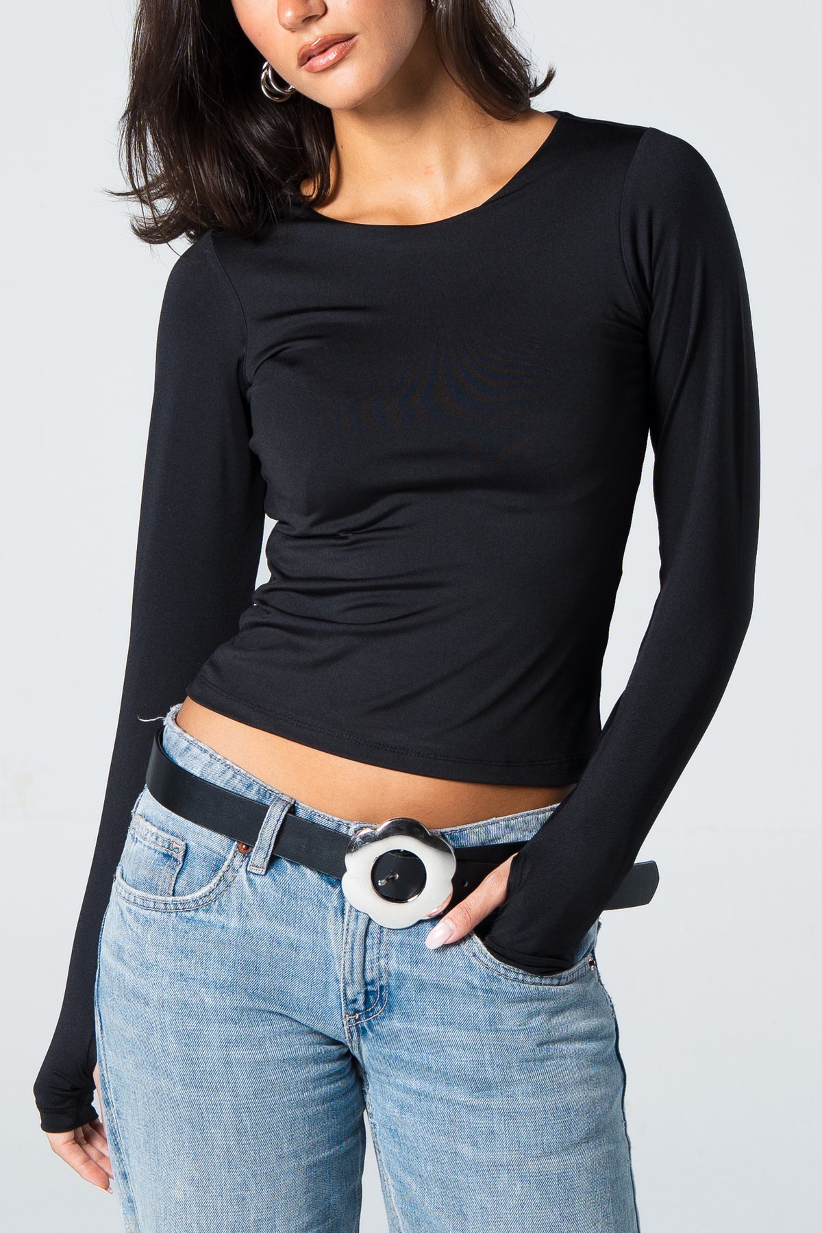 Blank Round Long Sleeve Top