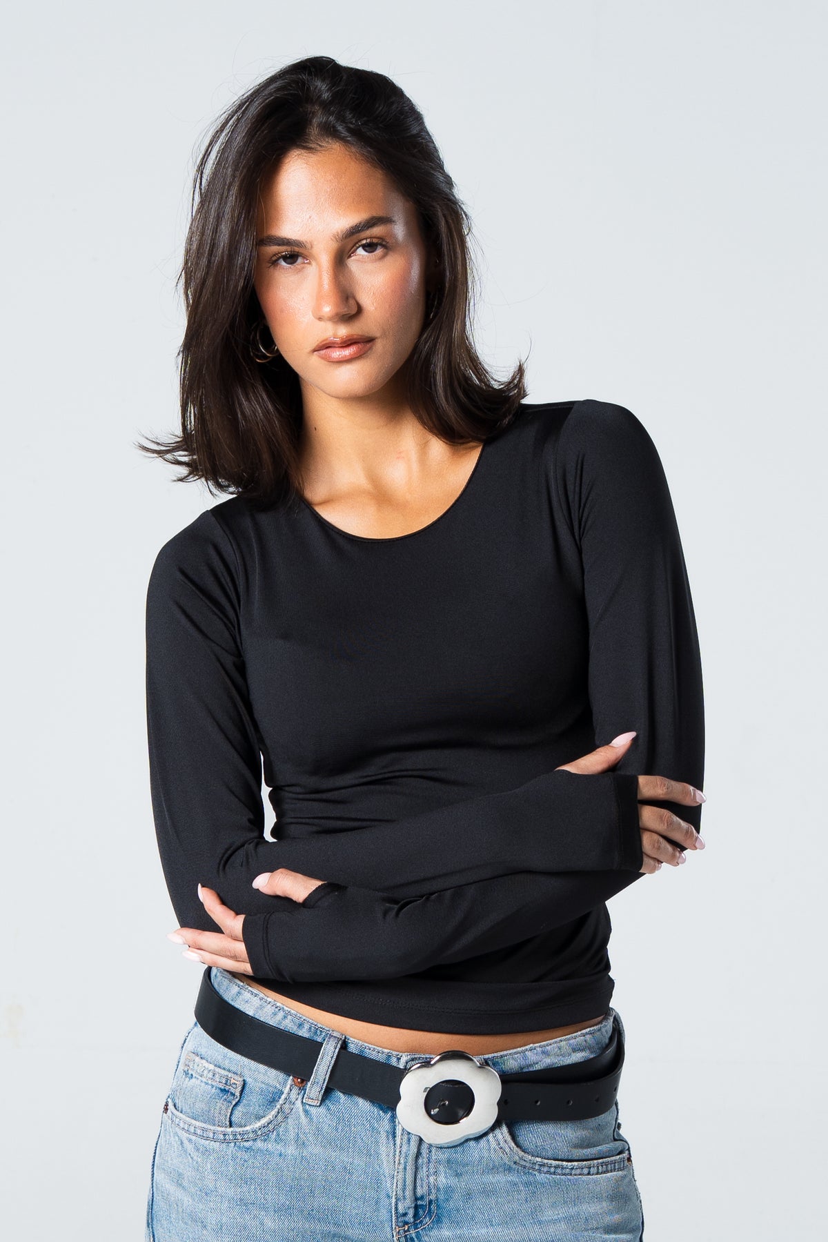 Blank Round Long Sleeve Top