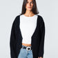 Blank Knitted Cardigan - Black - #women