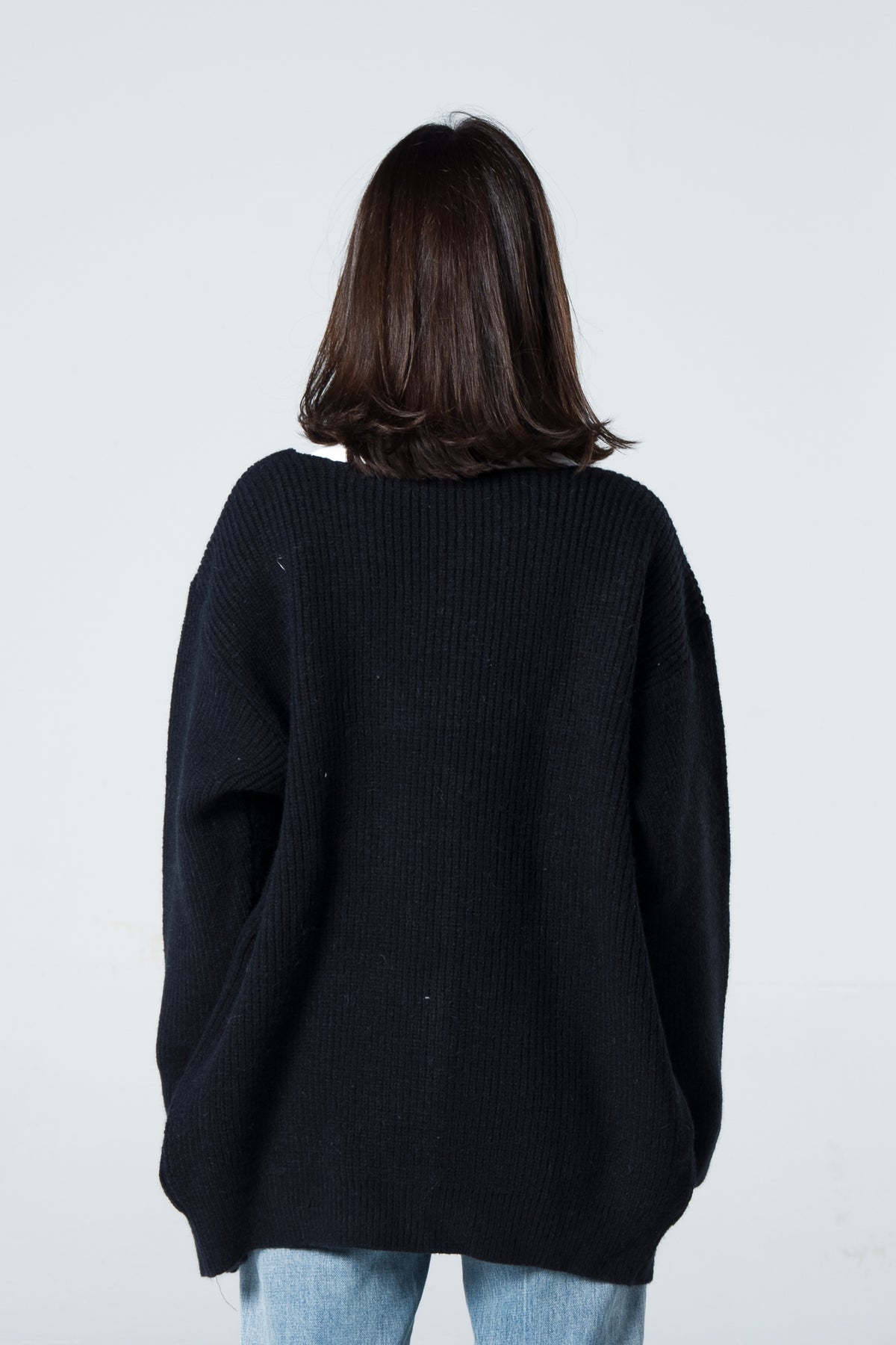 Blank Knitted Cardigan - Black - #women