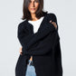 Blank Knitted Cardigan - Black - #women