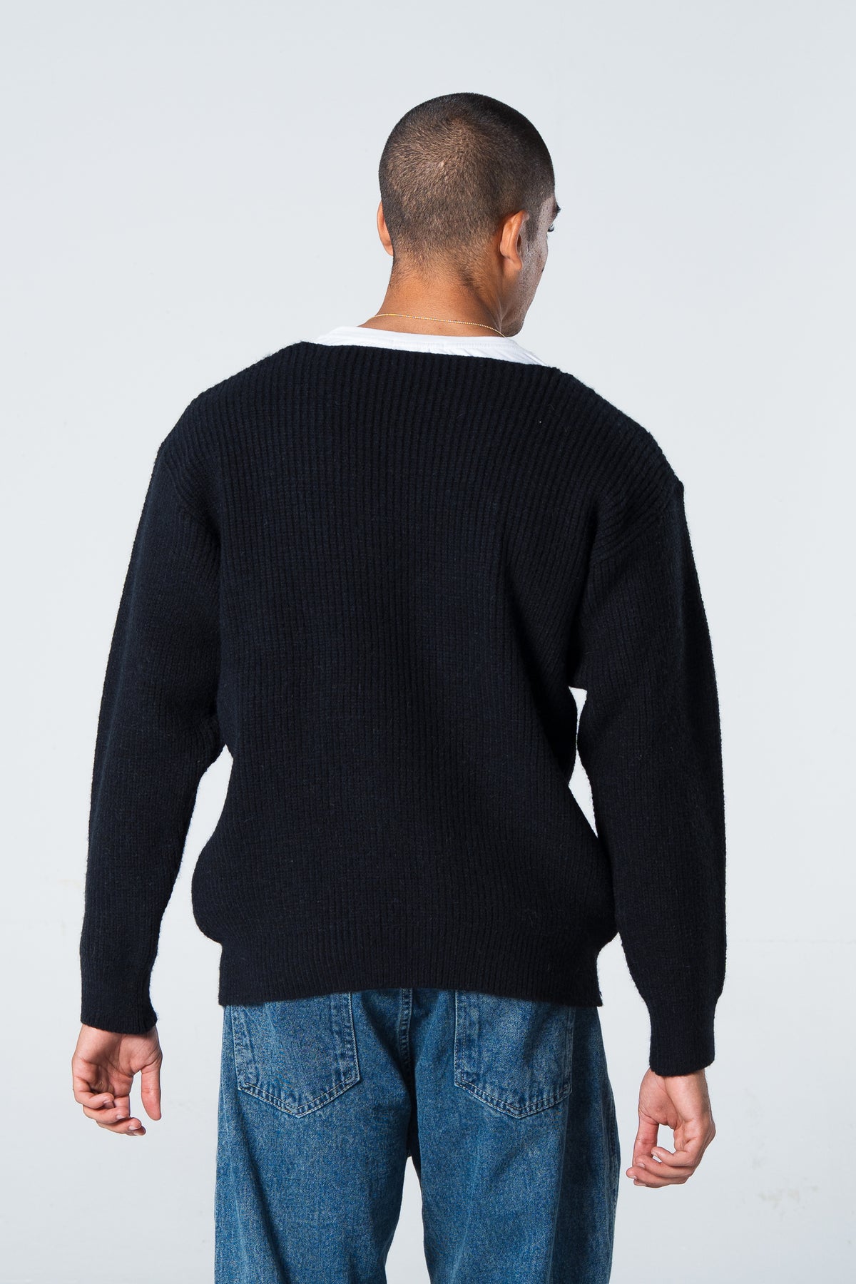 Blank Knitted Cardigan - Black - #men