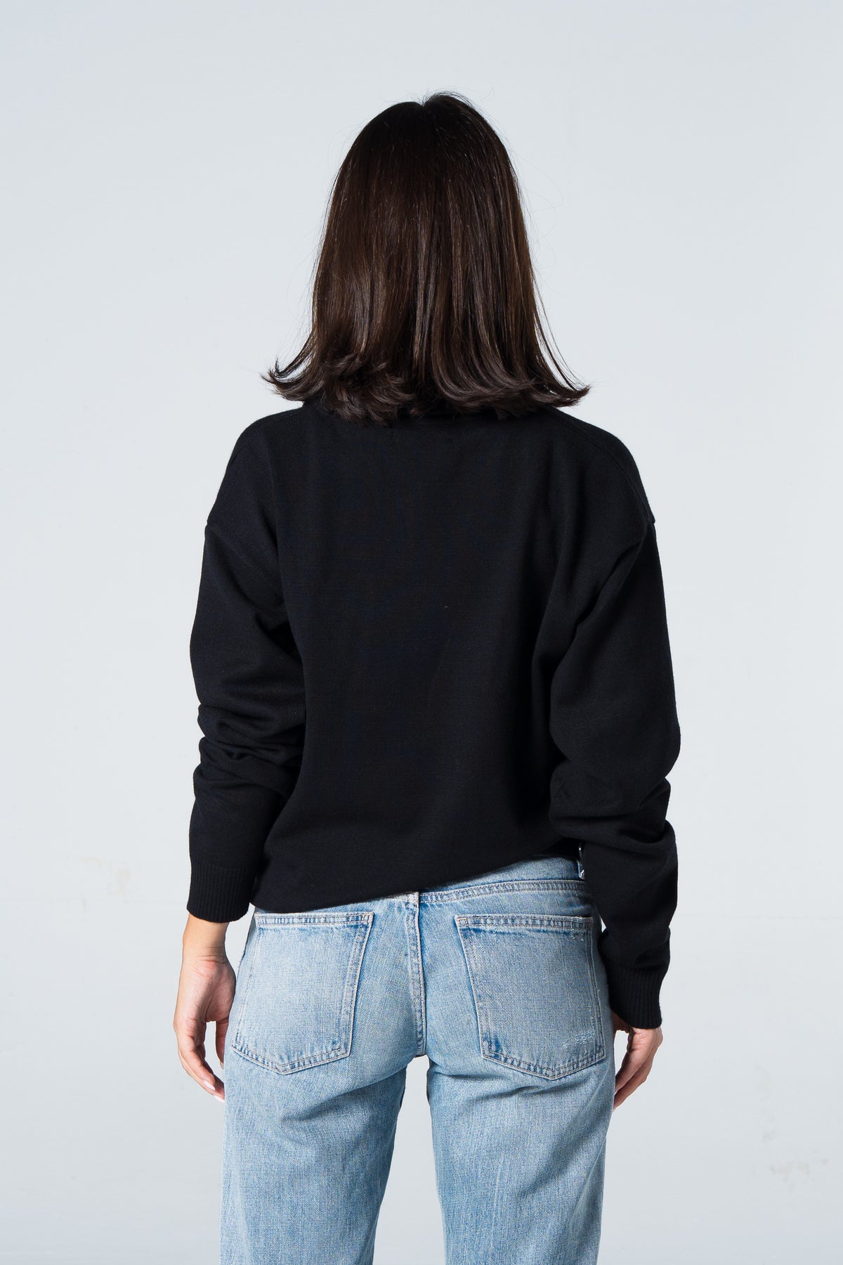 Blank Knitted Polo - Black - #women