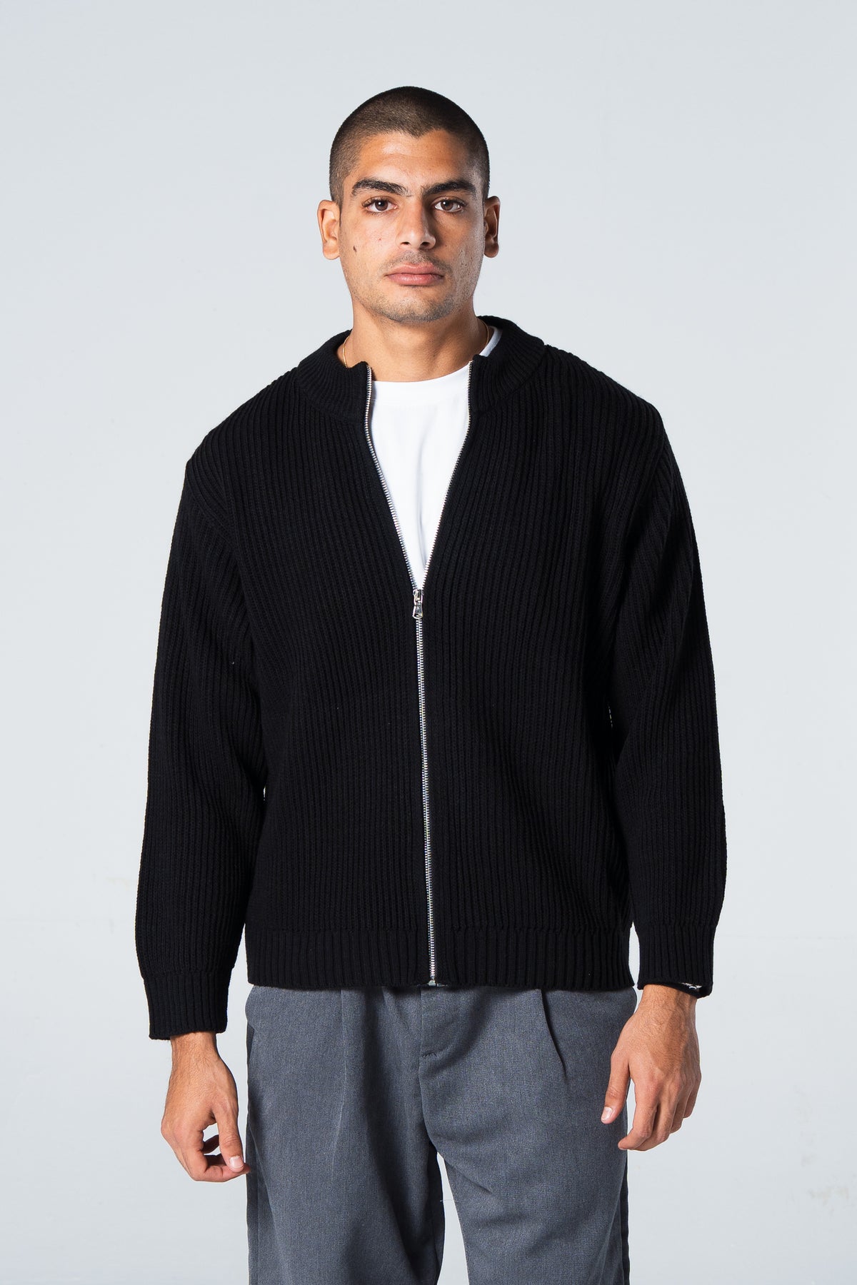 Blank Knitted Jacket - Black - #men