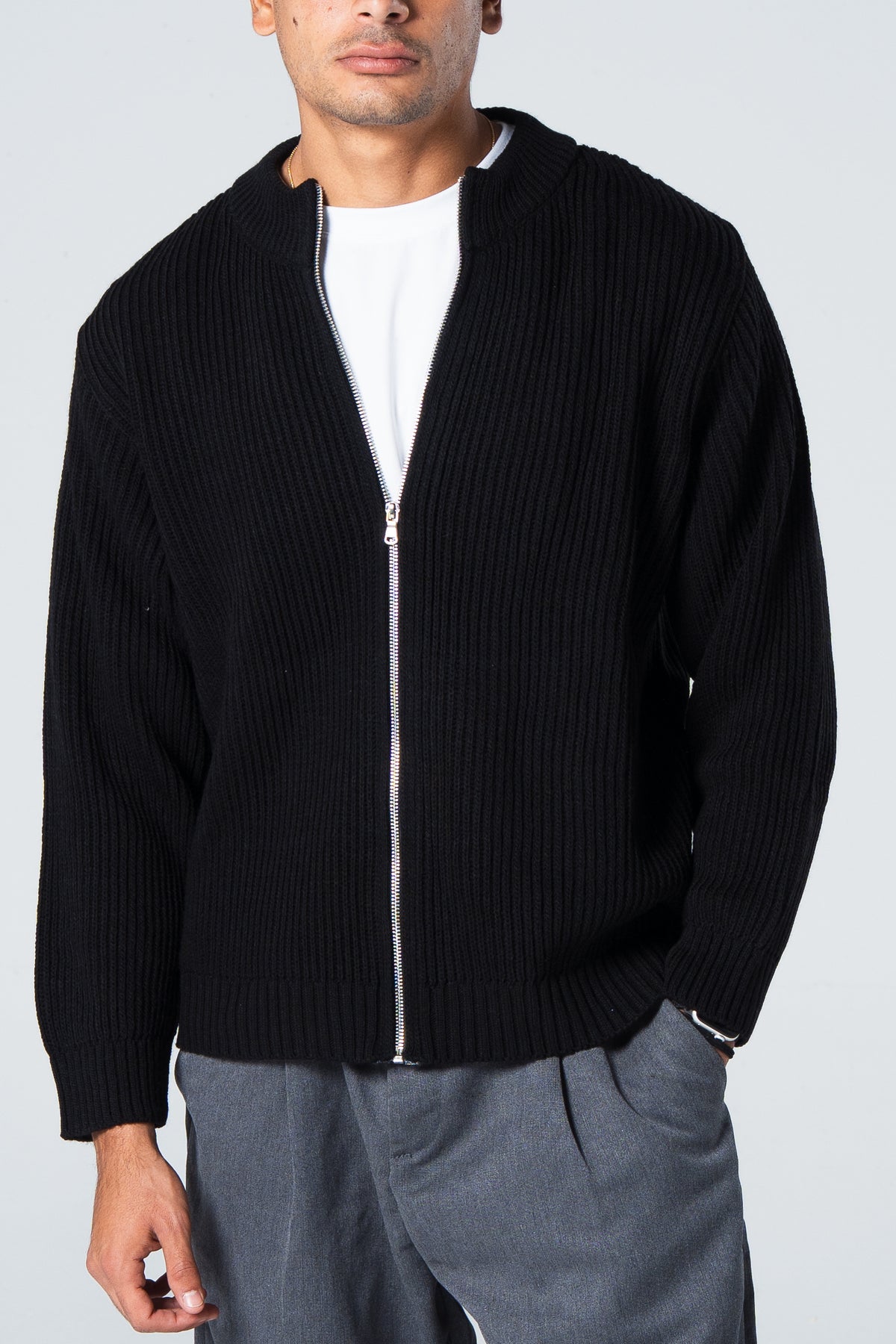 Blank Knitted Jacket - Black - #men