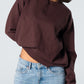 Blank Henley Knitted Sweater - Brown - #women