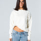 Blank Henley Knitted Sweater - White - #women