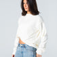 Blank Henley Knitted Sweater - White - #women