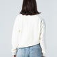 Blank Henley Knitted Sweater - White - #women
