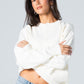 Blank Henley Knitted Sweater - White - #women