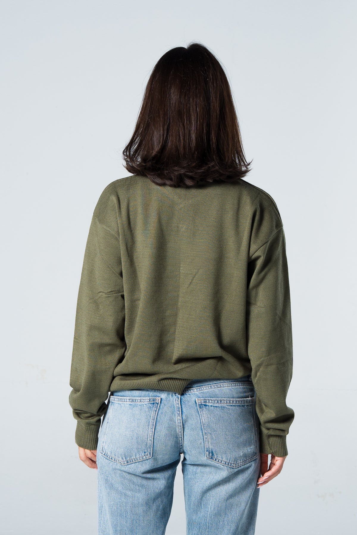 Blank Knitted Polo - Olive - #women