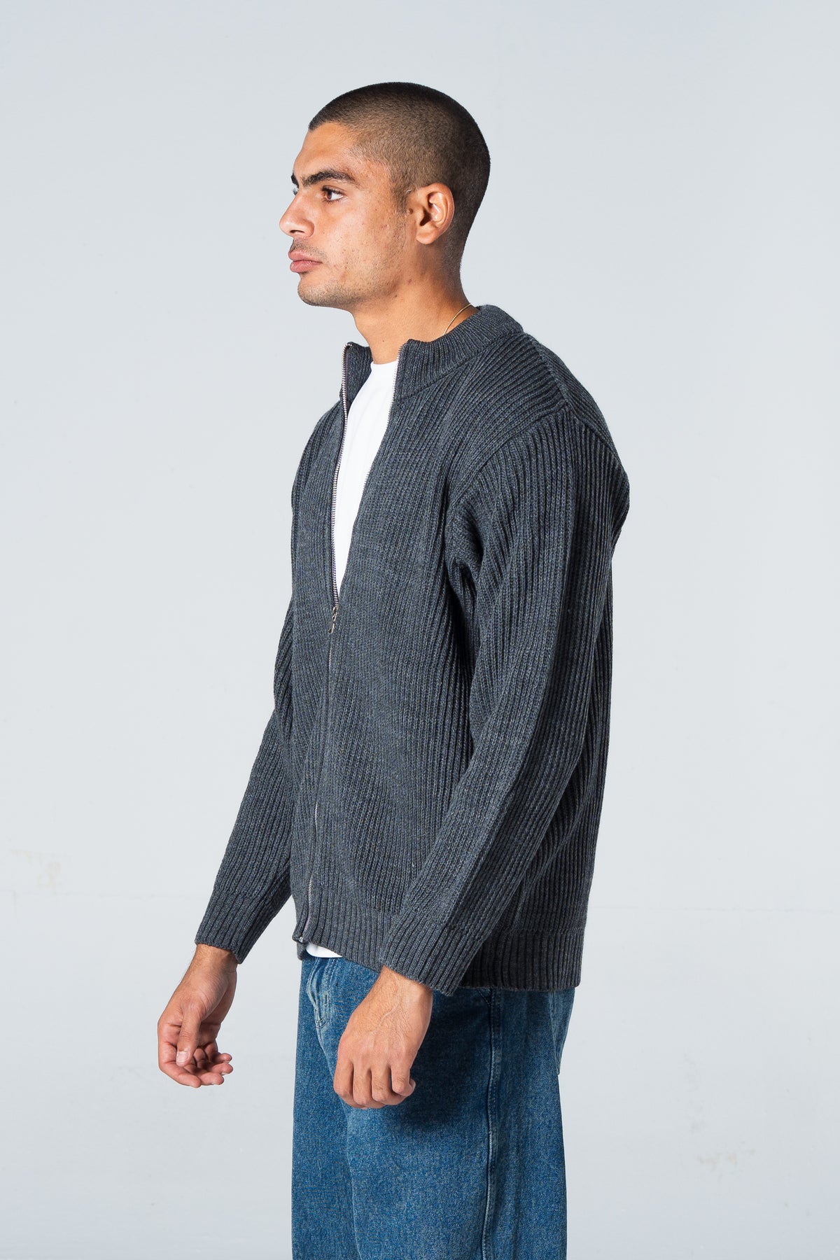 Blank Knitted Jacket - Grey - #men