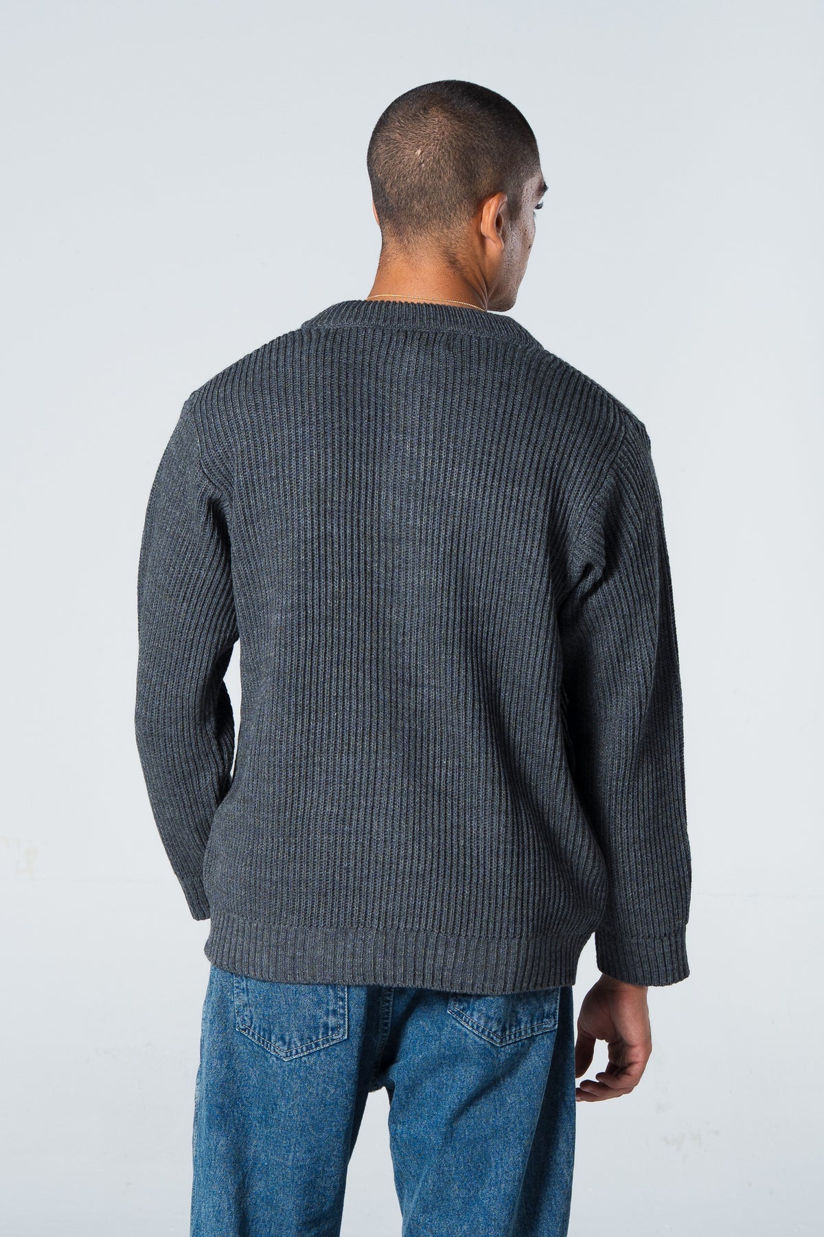 Blank Knitted Jacket - Grey - #men
