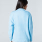 Blank Knitted Jacket - Baby Blue - #women