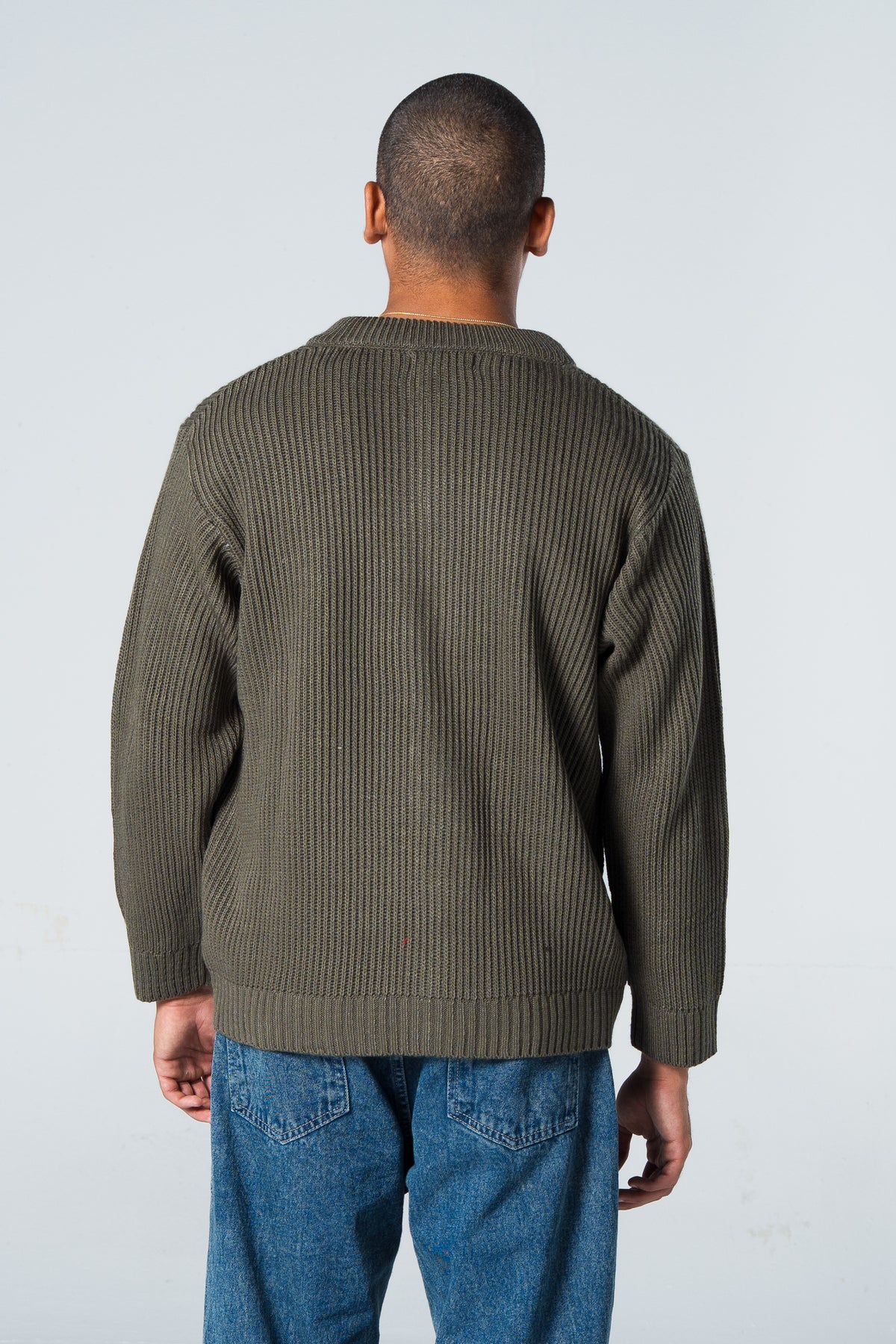 Blank Knitted Jacket - Olive - #men