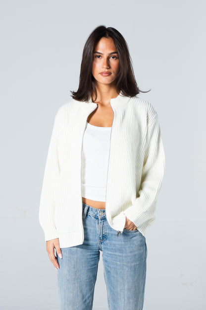 Blank Knitted Jacket - White - #women