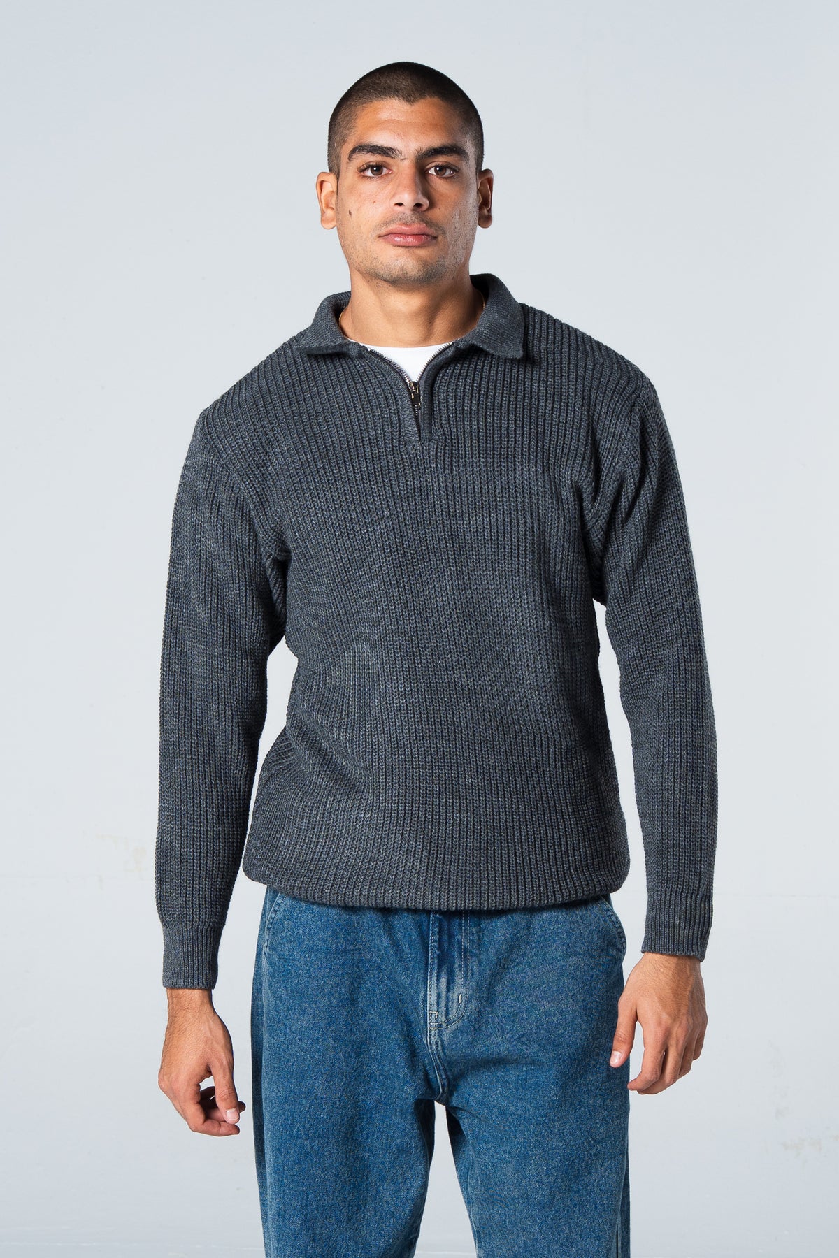 Blank Knitted Quarter Zip