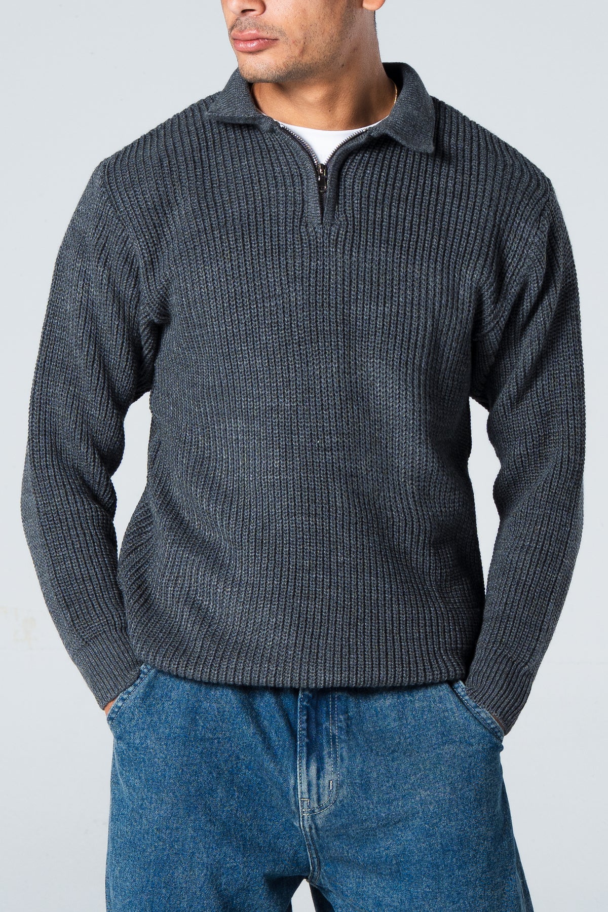 Blank Knitted Quarter Zip