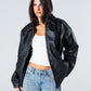 Blank Leather Jacket - Black - #women