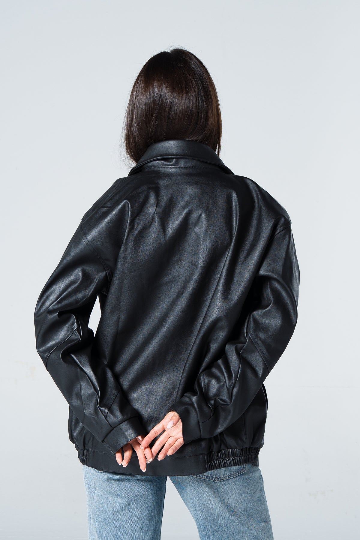 Blank Leather Jacket - Black - #women