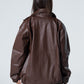 Blank Leather Jacket - Brown - #women