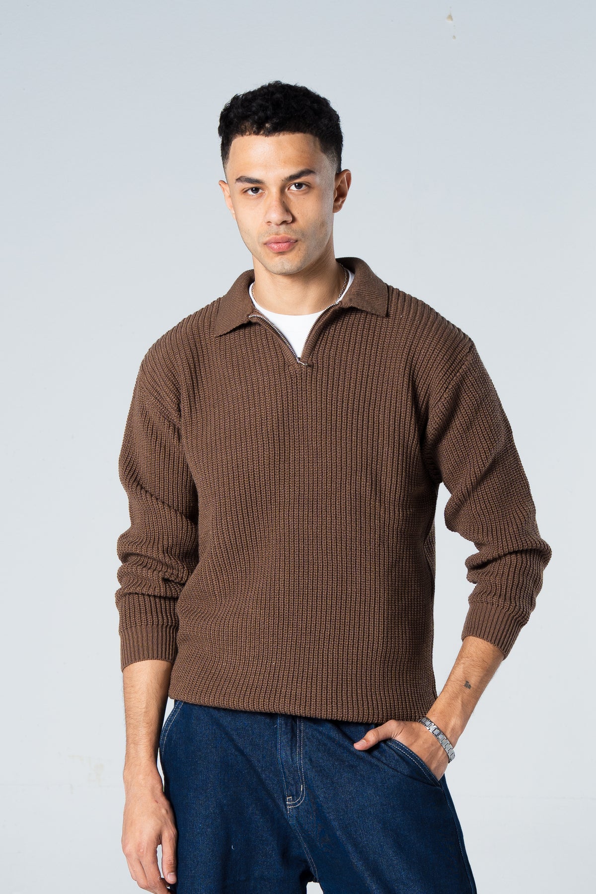 Blank Knitted Quarter Zip
