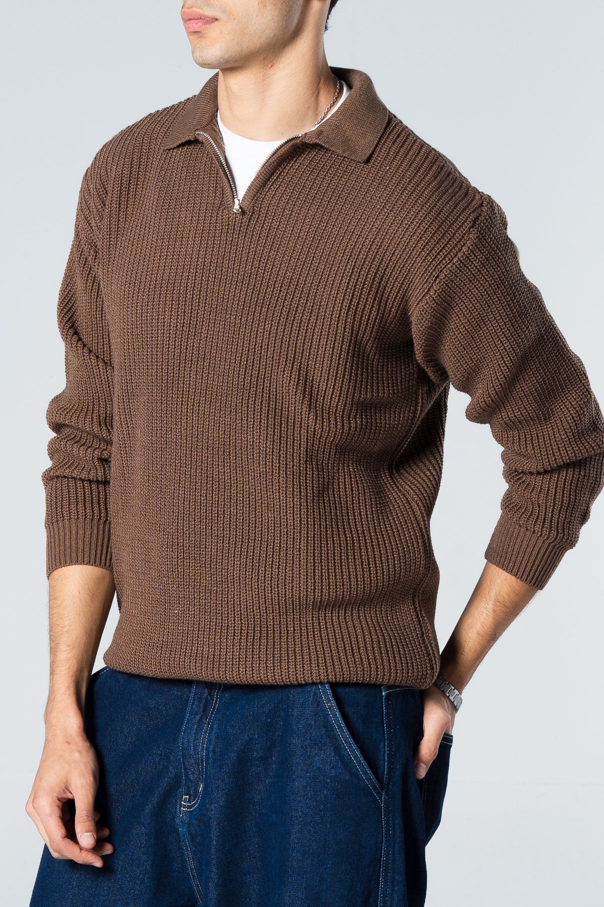 Blank Knitted Quarter Zip
