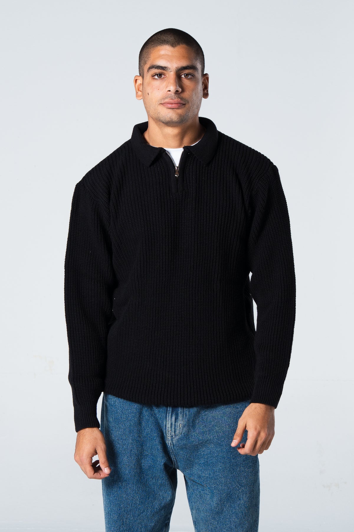 Blank Knitted Quarter Zip