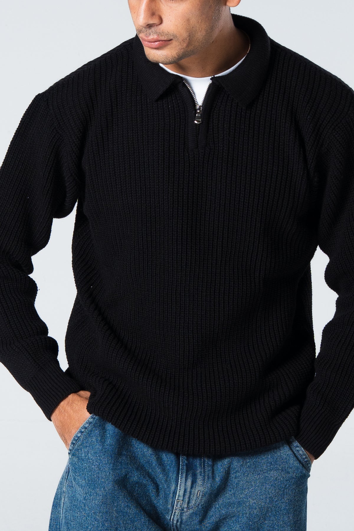 Blank Knitted Quarter Zip