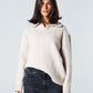 Blank Knitted Pullover - Beige - #women