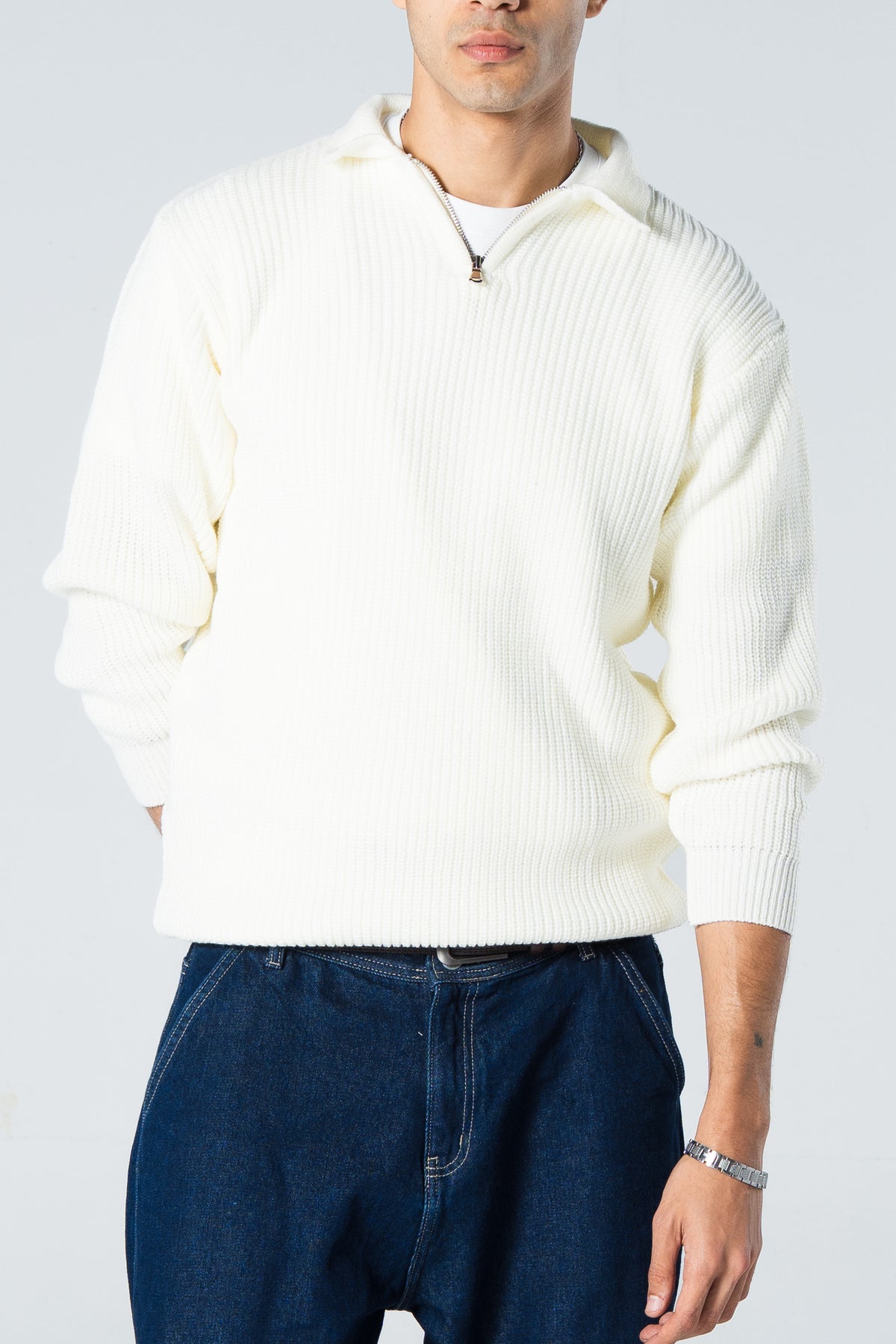 Blank Knitted Quarter Zip