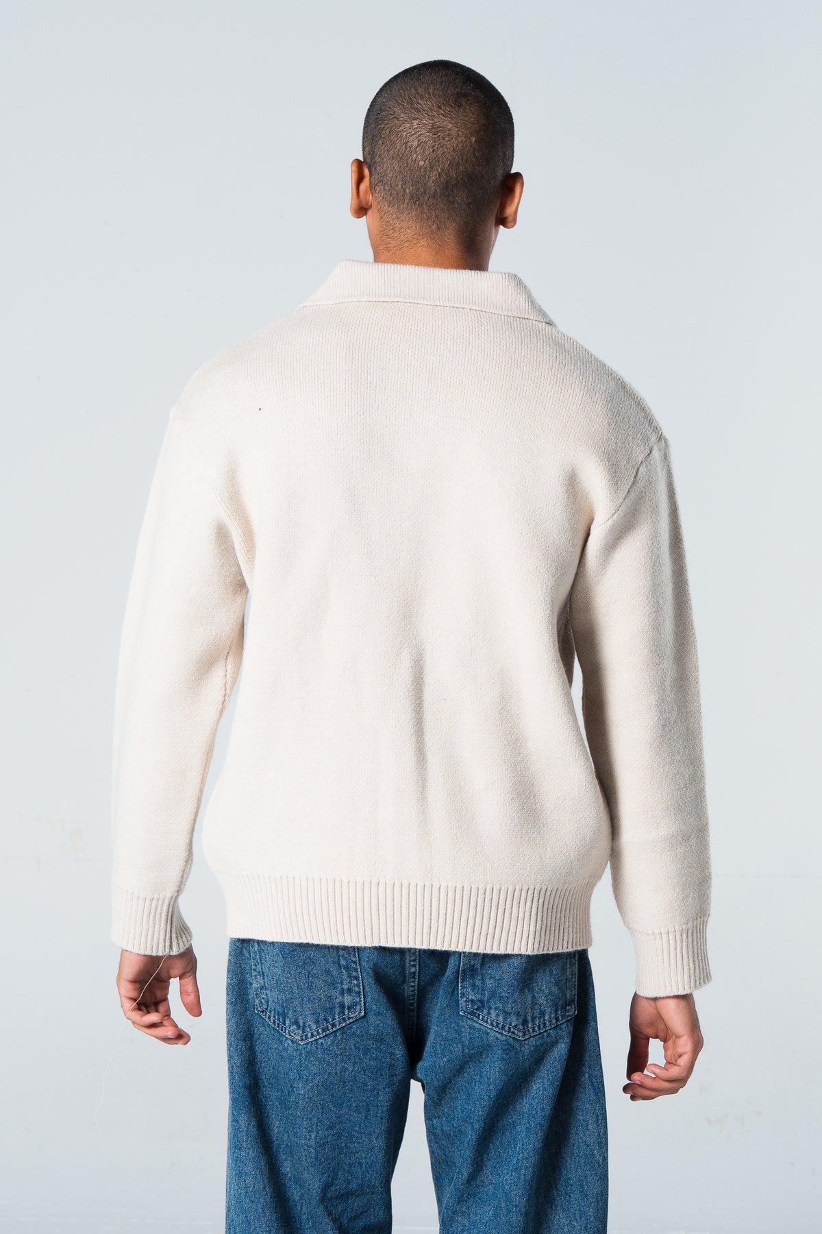 Blank Knitted Pullover - Beige - #men