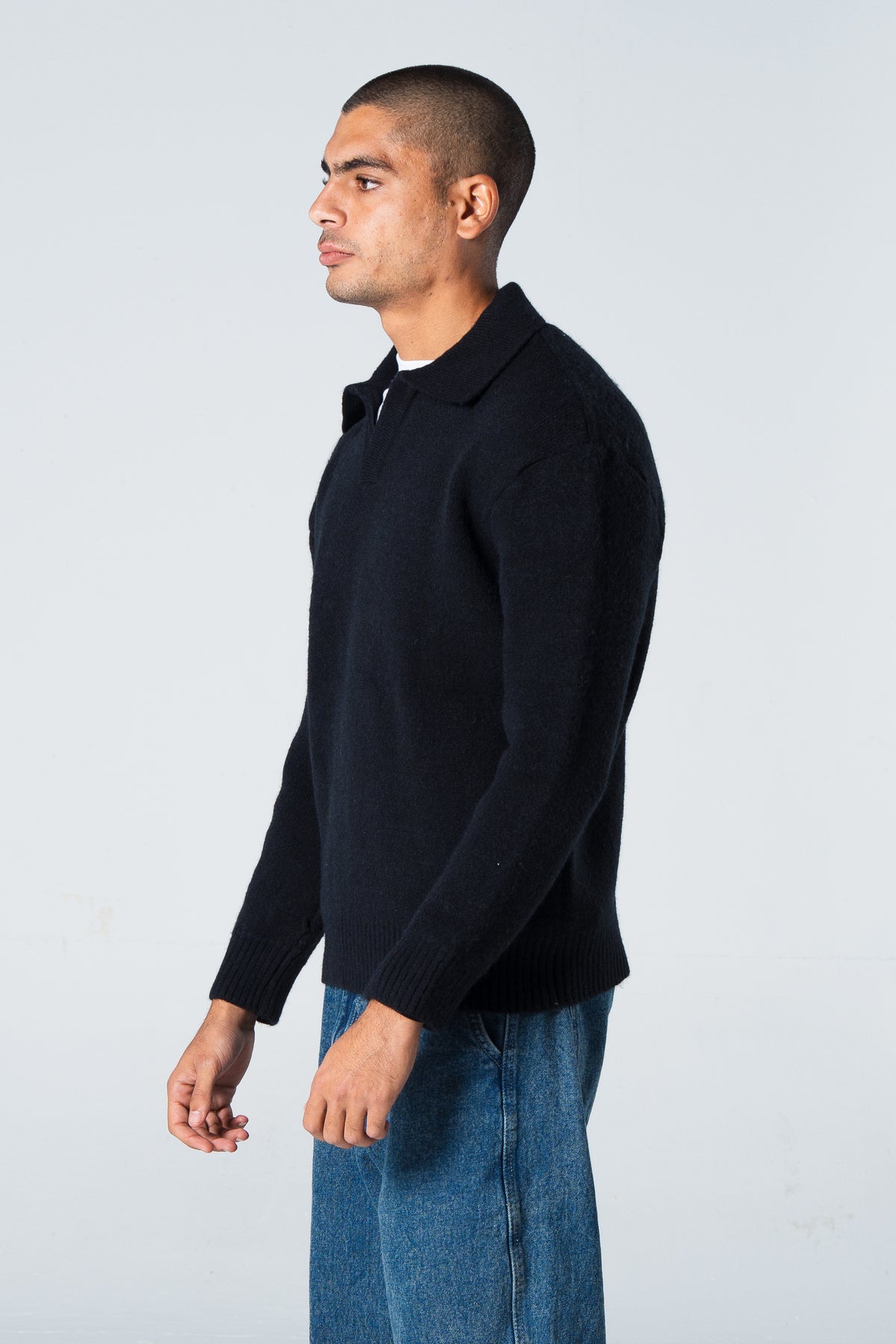 Blank Knitted Pullover - Black - #men